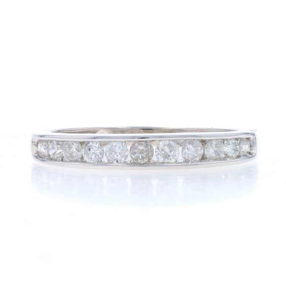 White Gold Diamond Wedding Band - 14k Round Brilliant .33ctw Channel Set Ring
